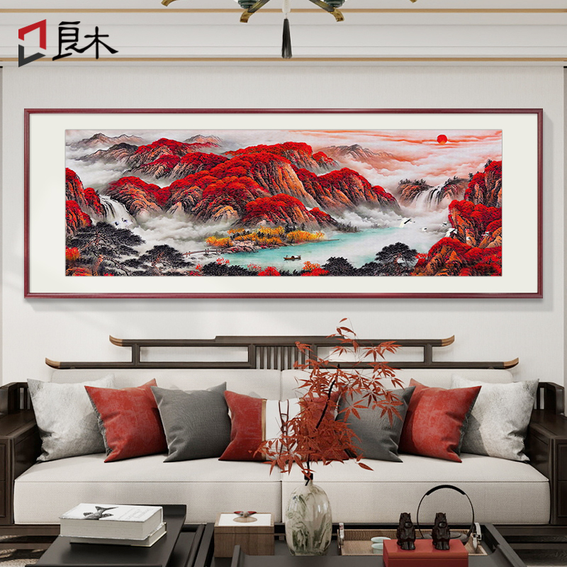 客厅新中式鸿运当头靠山图挂画