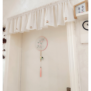 定制含褶短帘门楣帘头亚麻纱帘幔卧室儿童房橱柜遮挡装饰防尘挂帘