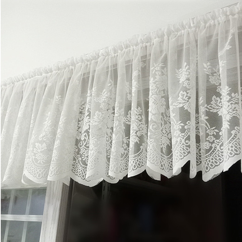 【芳菲】蕾丝纱帘头窗幔美式半帘厨柜门帘隔断装饰短帘免打孔安装