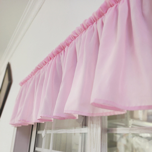 定制纯色纱帘幔头帷幔魔术贴自粘式落地飘窗短帘橱柜遮挡装饰帘头