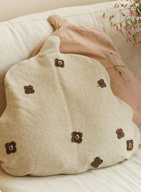 释小手作原创设计葫芦形荞麦壳靠枕可拆卸棉麻抱枕刺绣轻奢靠垫