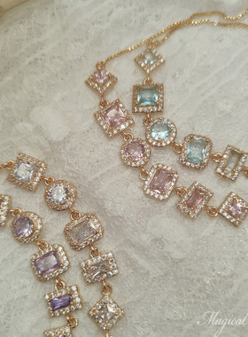 巴洛克复古闪钻彩色宝石手链