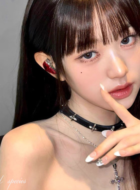 张元英同款甜酷风十字架叠戴项链