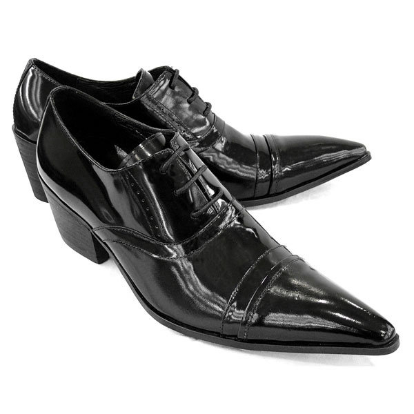 英伦尖头时尚男鞋高跟牛皮鞋男士增高鞋英伦风男发型师鞋结婚皮鞋