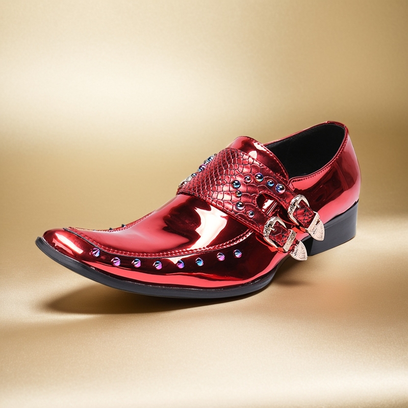 套脚鞋彩色柒皮尖头个性舞台