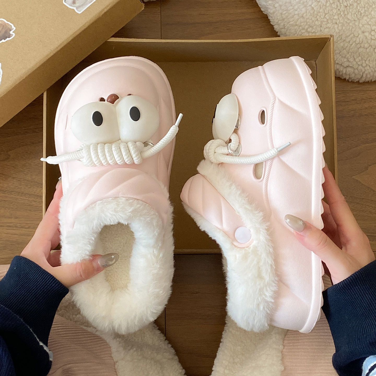 棉拖鞋2025冬季增高可爱EVA厚底舒适百搭新款网红卡通保暖可拆卸