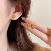 brushed unique and out Golden luxury hollowed light earrings