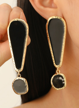 Geometric alloy retro exclamation Point drop earrings women