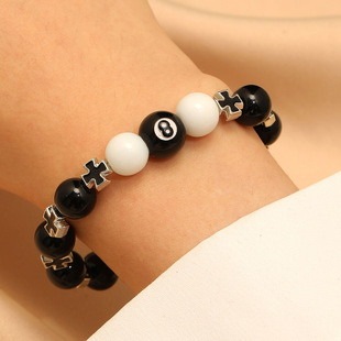 Obsidian cross Chinese beaded bracelet for and women手链