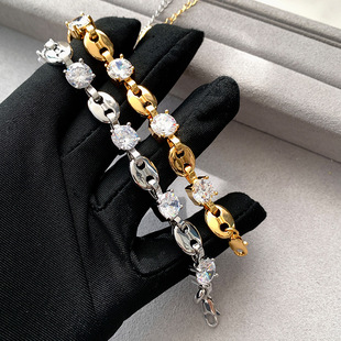 2025 Zircon light luxury pig nose bracelet woman手链全新