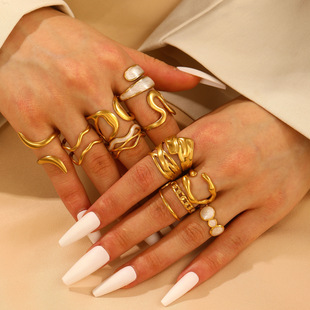 color preserving stainless steel irregular opening ring 戒指