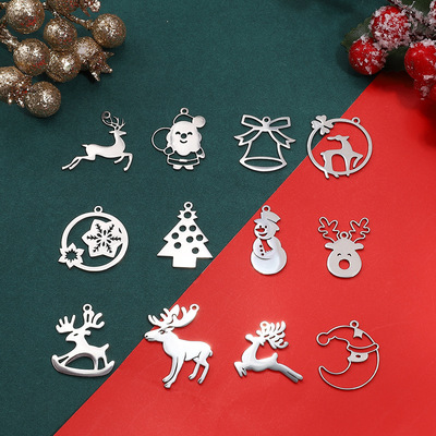 圣诞吊坠合金不锈钢钢色diy饰品