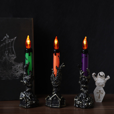 万圣节墓碑鬼手布置道具蜡烛灯