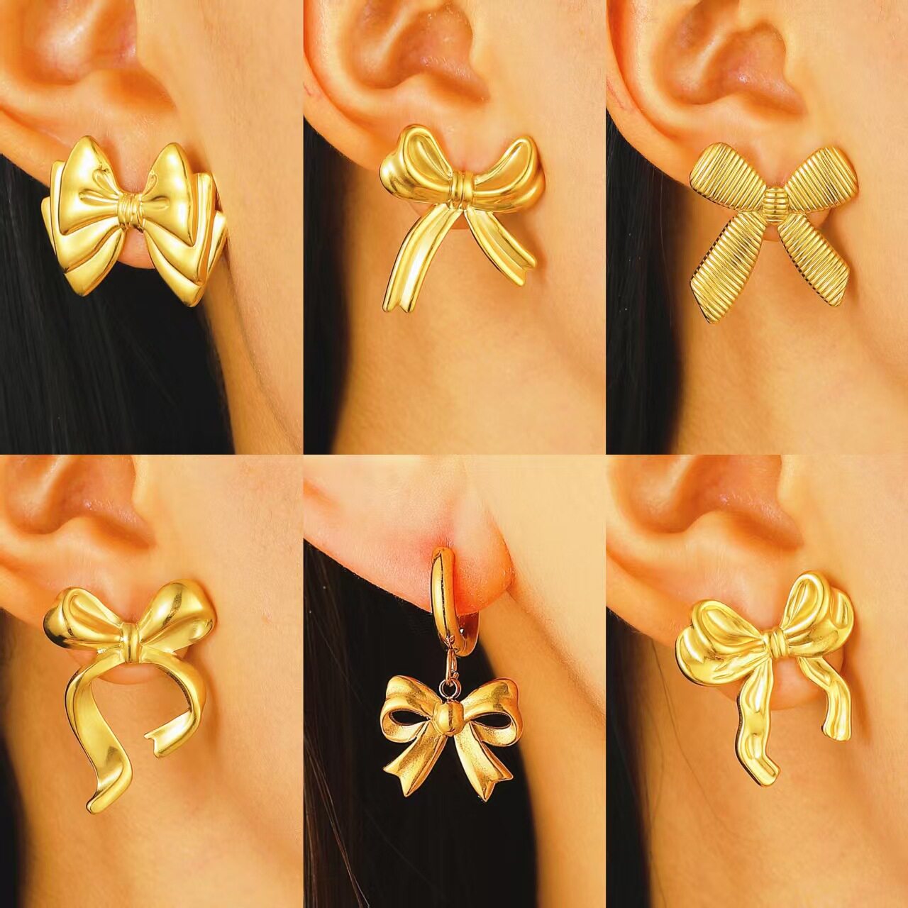 欧美蝴蝶结轻奢耳环 Fashionable new bow luxury earrings耳钉