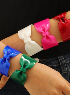 跨境闪亮彩色蝴蝶结树脂手镯女