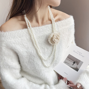 light sweater pearl chain layered women niche Rose luxury