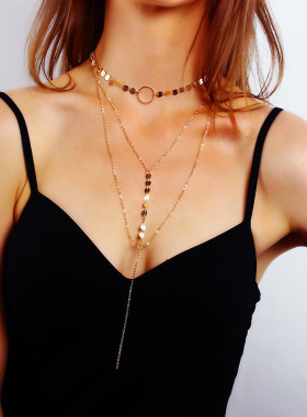 欧美时尚简约三层圆圈吊坠