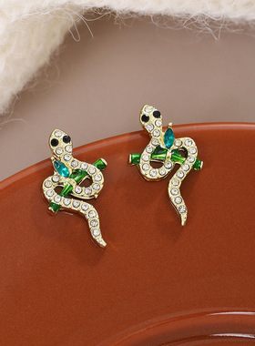 Silver needle snakelike bamboo leaf exquisite earrings 耳钉