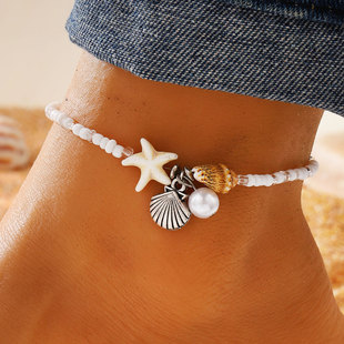 Amazon starfish shell conch rice beads summer beach anklets