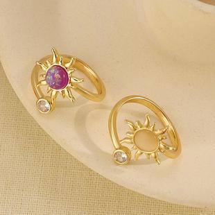 Fashion light luxury copper all-in-one sunflower gold ring