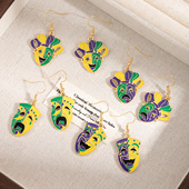 cartoon earrings smiley drama Creative clown face mask 耳饰