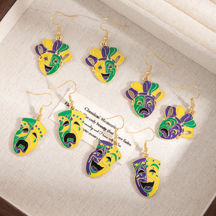 Creative cartoon smiley face drama mask clown earrings 耳饰
