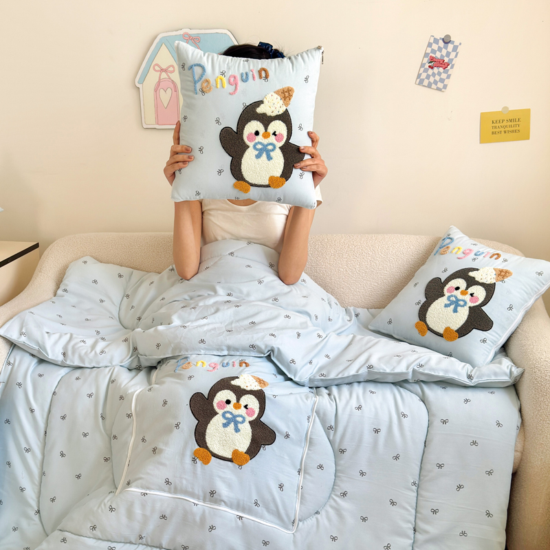 双层纱抱枕被子两用二合一