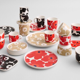 芬兰Marimekko Unikko罂粟花咖啡马克杯花朵陶瓷北欧餐具盘子饭碗