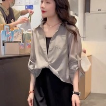 高级感短款防晒衣衬衫女夏新款宽松薄款吊带连衣裙外搭开衫两件套