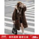 唐狮秋冬季 休闲 复古时尚 超长款 仿羊羔毛外套女连帽学院风慵懒美式