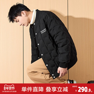 唐狮冬季新款男羽绒服棒球领系扣轻薄款直充羽绒韩系休闲外套