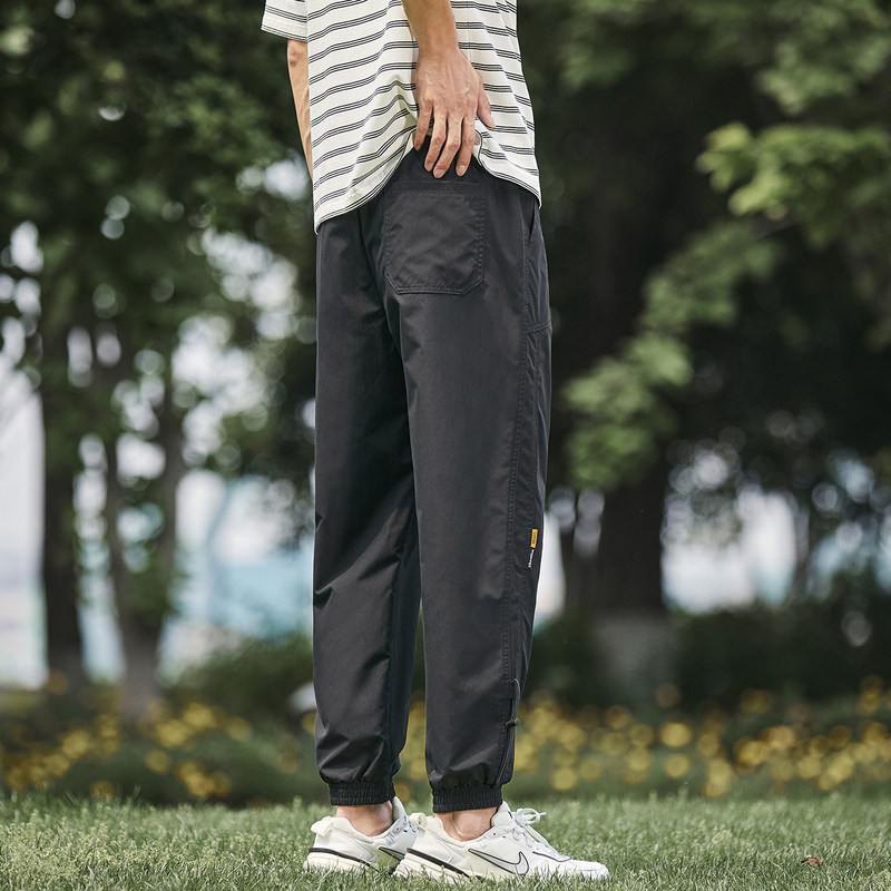 唐狮男士休闲裤2025夏季新款潮流速干裤子宽松薄款百搭束脚运动裤