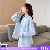 女净色微透气质温柔女士长袖 唐狮春季 衬衫 长袖 外套d2 新款