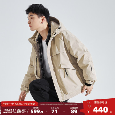 唐狮2025冬季新款男羽绒服工装连帽加厚保暖派克服冲锋青少年外套