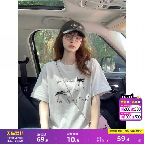 唐狮2026夏季新款女短袖T恤韩系穿搭蝴蝶结减龄设计感小众上衣