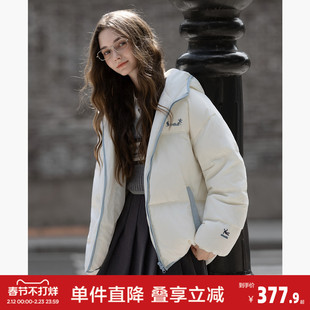 唐狮2026秋冬款羽绒服女款女前片印花连帽短款羽绒服高级感减龄