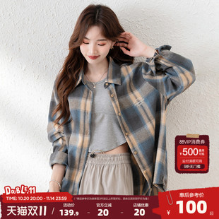 休闲格子女士衬衫 唐狮2025早秋新款 女百搭时尚 衬衫 外套初秋d2 长袖