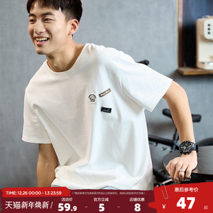 宽松打底衫 唐狮2025新款 t恤纯棉男衣服半袖 短袖 上衣纯色潮牌t 夏季