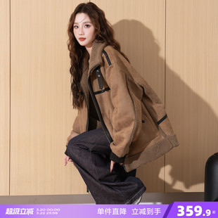 唐狮2026秋冬女立领麂皮绒双面穿短款外套高级感休闲时尚夹克女