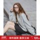 yoe2026秋季 设计感休闲上衣 子拼接衬衫 新款 卫衣女灰色圆领袖