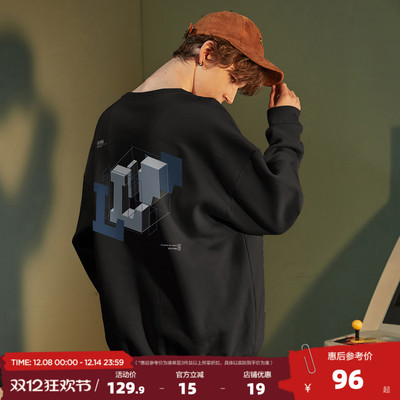 唐狮2025秋季新款男后背印花圆领卫衣潮流时尚韩版上衣外套