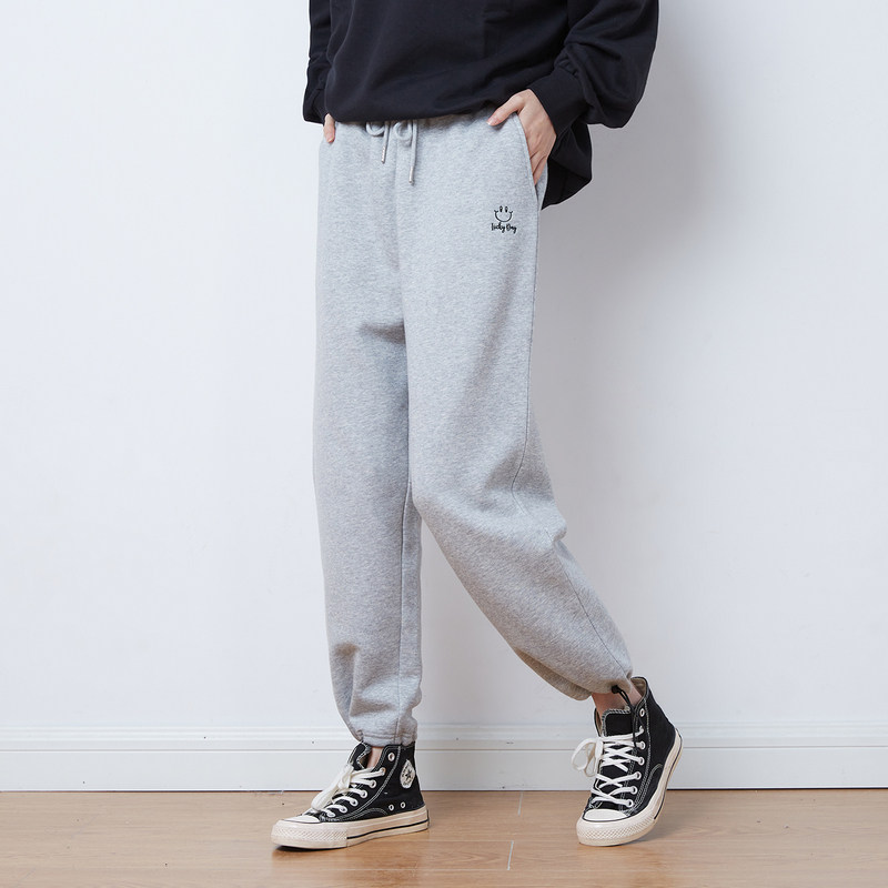 唐狮2021秋冬新款女休闲裤束脚宽松加绒运动裤卫裤潮ins抽绳