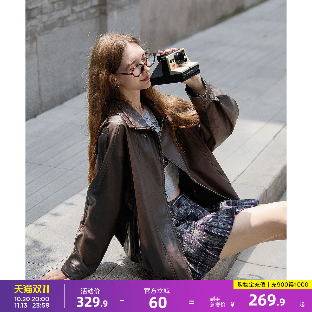 唐狮春秋季新款外套女重工复古中性机车皮衣外套女士夹克上衣流行