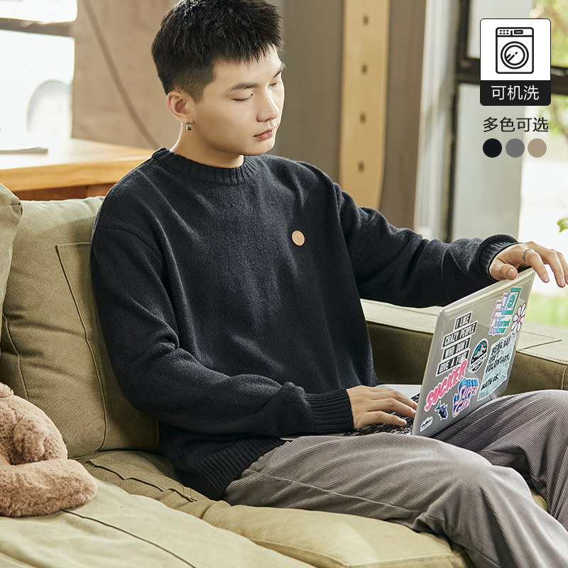 唐狮可机洗羊毛衫男士毛衣冬季新款休闲圆领黑色针织衫男毛衫,男装,针织衫/毛衣,淘宝优惠券,粉丝福利购,淘宝优惠卷