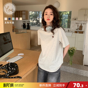 女t恤上衣女装 短袖 宽松夏季 新款 衣服 yoe 休闲半袖 纯棉刺绣小狗