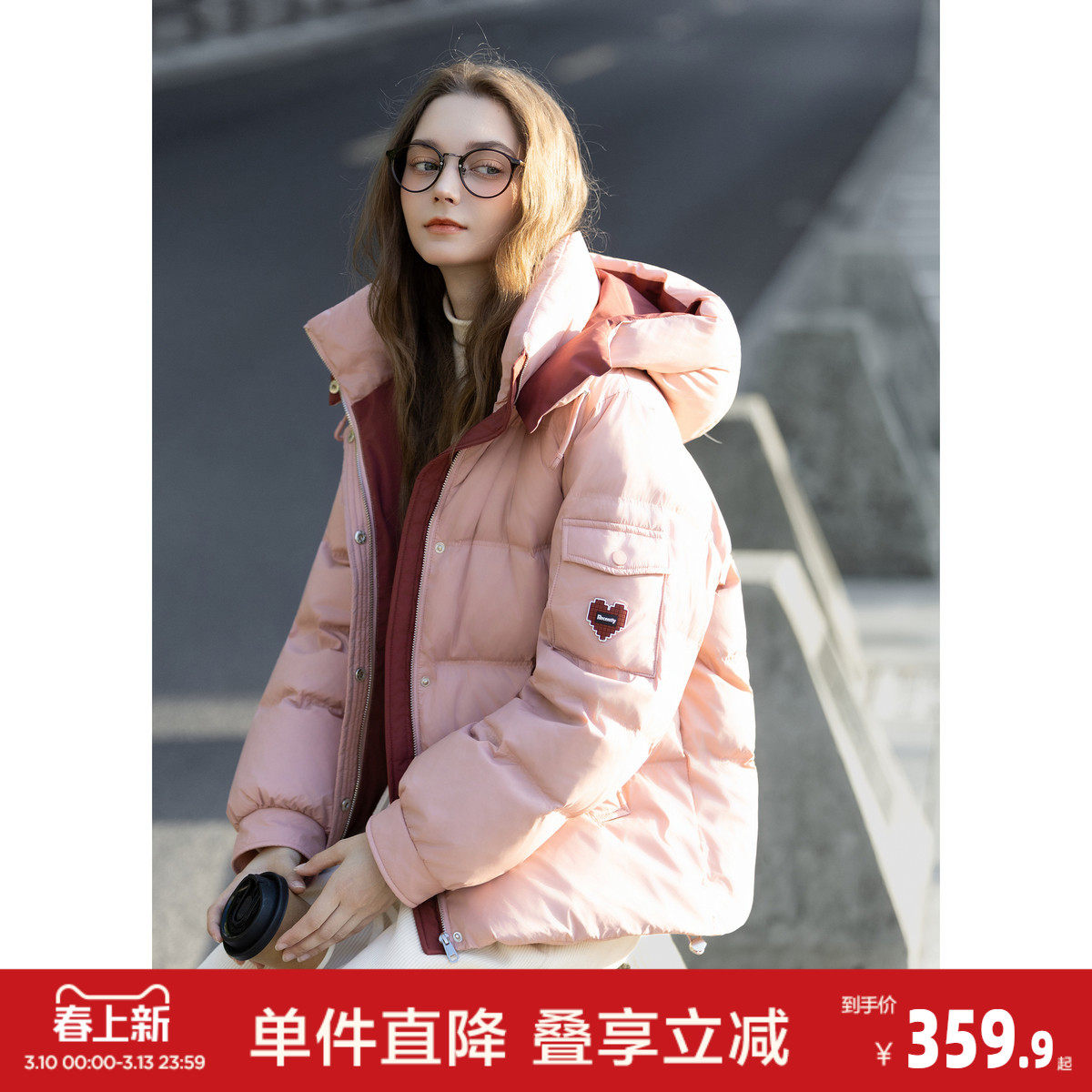 唐狮2026秋冬款羽绒服女连帽短款羽绒外套鸭绒保暖超好看气质