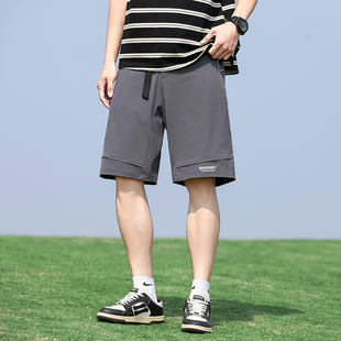 唐狮2025夏季新款休闲短裤男工装裤宽松灰色时尚薄款运动五分中裤
