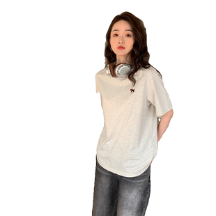yoe【纯棉刺绣小狗】短袖女t恤上衣女装宽松夏季新款休闲半袖衣服