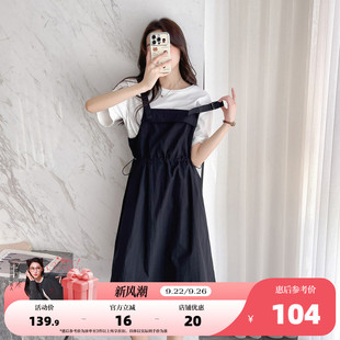 女夏季 長裙寬松收腰氣質裙子r7 風背帶連衣裙2025新款 唐獅休閑工裝