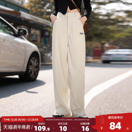 灯芯绒长裤裤子唐狮休闲高腰